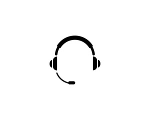 Headset icon, Support Headphone. Flat Vector Icon illustration. Simple black symbol on white background. Headset, Support Headphone sign design template for web and mobile UI element
