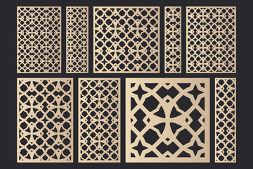 Vintage style laser cut panel collection assorted multi-format featuring classic arabesque motifs combined with modern geometric lattice for decorative panels