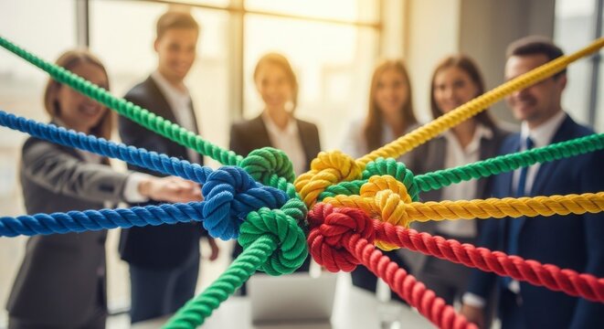 Diverse business people connecting and collaborating in a modern office environment symbolizing teamwork and unity