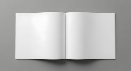 Blank open book pages lay ready for your creative content, perfect for design mockups, storyboarding, or showcasing your portfolio with pristine white space.