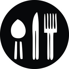 Iconic restaurant dining symbol featuring a spoon fork and knife in a clean circular design for food service branding