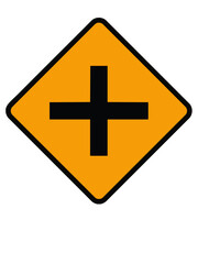 Fototapeta premium cross road sign on yellow background