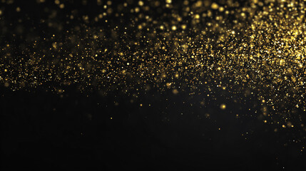 Festive Abstract Design with Golden Glitter on Black