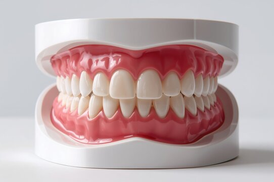 Dental veneers placed on a dental cast model.