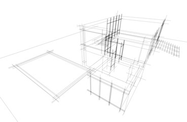 architectural drawing 3d vector illustration