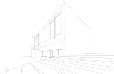Fototapeta premium architectural drawing 3d vector illustration
