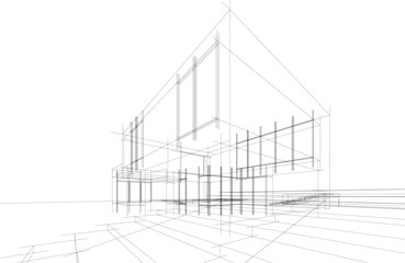 architectural drawing 3d vector illustration