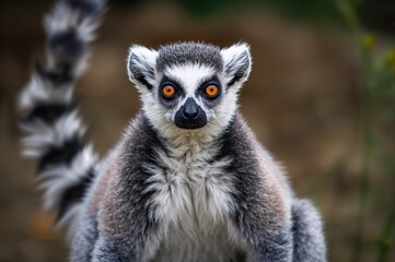 Ring-tailed lemur gazing intently