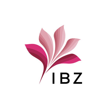 IBZ Creative Nature-Inspired Logo Concept Isolated on White, IBZ  Later Logo, Minimalist Floral Branding Illustration in Pink Shades.

