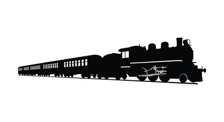 Obraz premium A striking silhouette of a vintage steam train on a track