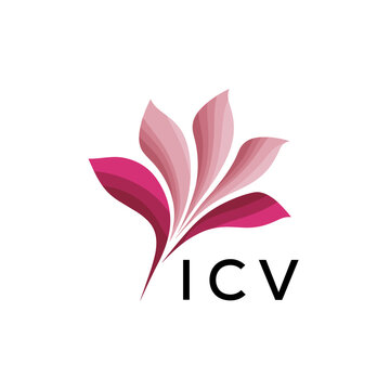 ICV Creative Nature-Inspired Logo Concept Isolated on White, ICV  Later Logo, Minimalist Floral Branding Illustration in Pink Shades.
