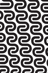 Abstract seamless pattern of thick black wavy lines creating a repeating geometric maze like texture on a white background