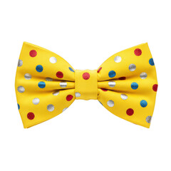 Yellow polka dot bow tie isolated on transparent background