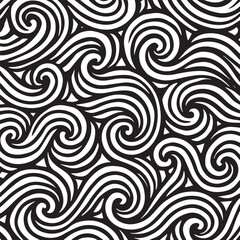 Abstract black and white swirling wave pattern with organic flowing lines creating a dynamic and energetic visual texture