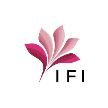IFI Creative Nature-Inspired Logo Concept Isolated on White, IFI  Later Logo, Minimalist Floral Branding Illustration in Pink Shades.
