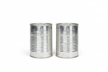 Pair of Tin Cans on a Plain White Surface