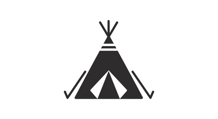 Simple black and white illustration of a traditional native american teepee © Siam Studio