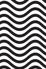 Abstract black and white wavy stripes pattern with a textured grungy overlay for a retro or vintage design background