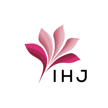 IHJ Creative Nature-Inspired Logo Concept Isolated on White, IHJ  Later Logo, Minimalist Floral Branding Illustration in Pink Shades.
