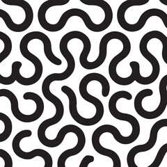 Abstract black and white seamless pattern of flowing organic wavy lines creating a mesmerizing and intricate maze like texture