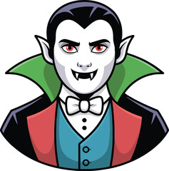 Vampire Dracula Face – Halloween Horror Character Vector Illustration Isolate on White Background 