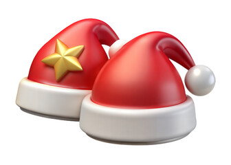 Festive christmas santa hats with star decoration for holiday cheer and celebration
