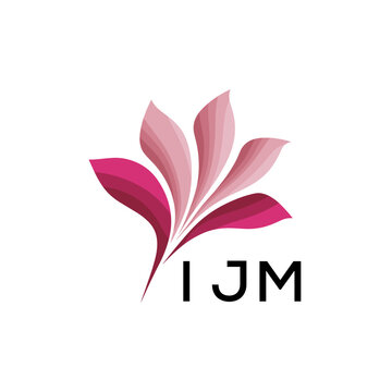 IJM Creative Nature-Inspired Logo Concept Isolated on White, IJM  Later Logo, Minimalist Floral Branding Illustration in Pink Shades.
