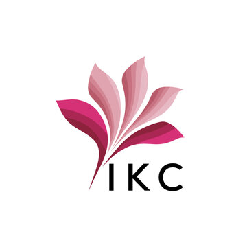 IKC Creative Nature-Inspired Logo Concept Isolated on White, IKC  Later Logo, Minimalist Floral Branding Illustration in Pink Shades.
