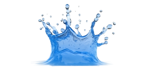 Water Splash Crown Blue Liquid Droplets And Ripples Isolated Transparent Background