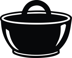 Simple black silhouette of a pot with lid and handle versatile kitchenware icon for cooking and food preparation projects