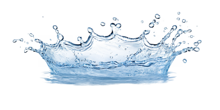 Water splash crown high resolution image of a dynamic water splash forming a crown shape isolated on transparent