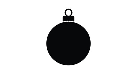 Simple black silhouette of a christmas ornament with a loop at top