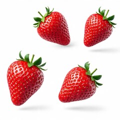 AI Generated – Fresh Strawberries Floating on White Background