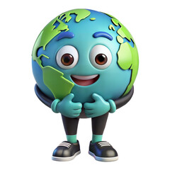 Cute cartoon earth character giving thumbs up friendly planet representation