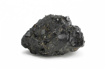 Obraz premium Rough specimen of carborundum mineral displayed on a white backdrop