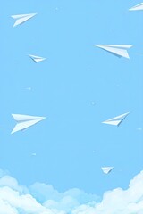 Paper Airplanes Soaring in Blue Sky