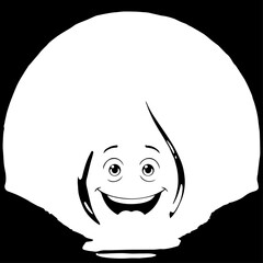 Whimsical Smiling Face with Large, Rounded Shape and Happy Expression.