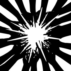 Abstract Black and White Bursting Starburst Design with Sharp Spikes.