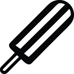 Simple black and white icon of a striped popsicle on a stick sweet frozen treat