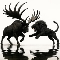 Fototapeta premium Megaloceros giganteus ready for a fight