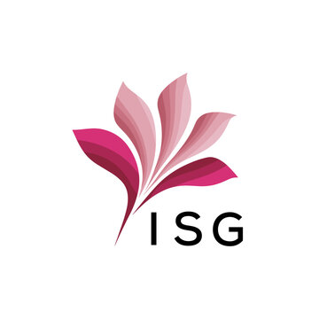 ISG Creative Nature-Inspired Logo Concept Isolated on White, ISG Later Logo, Minimalist Floral Branding Illustration in Pink Shades.
