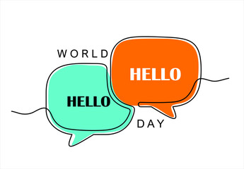 Continuous one line drawing of speech bubbles with word 