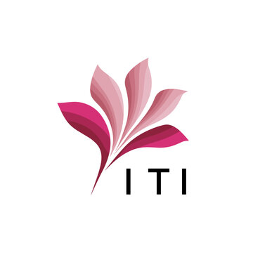 ITI Creative Nature-Inspired Logo Concept Isolated on White, ITI Later Logo, Minimalist Floral Branding Illustration in Pink Shades.
