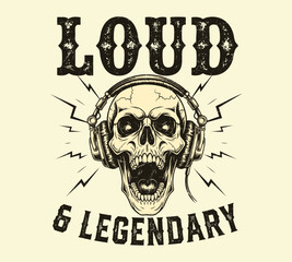 Skull with Headphones and 