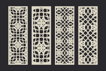 Ornamental panel vector designs long panels 3x1 featuring filigree and ornamental motifs for laser-cut dividers
