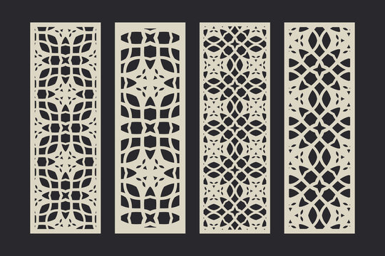 Ornamental panel vector designs long panels 3x1 featuring filigree and ornamental motifs for laser-cut dividers