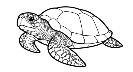 Majestic Sea Turtle Resting Calmly on an Isolated White Background