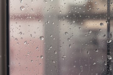 Obraz premium Drops of water on a transparent surface