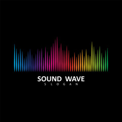 Sound Wave Symbol of Equalizer. Isolated on black background. Gradient Vector Illustration Design.
