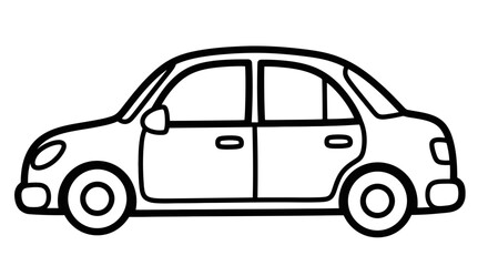 Simple line drawing of a four-door sedan, perfect for coloring.
